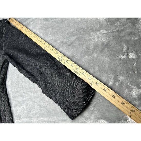 Eileen Fisher Jacket Medium Black Linen Blend Speckled Lightweight Snaps Zip Up - Picture 8 of 11